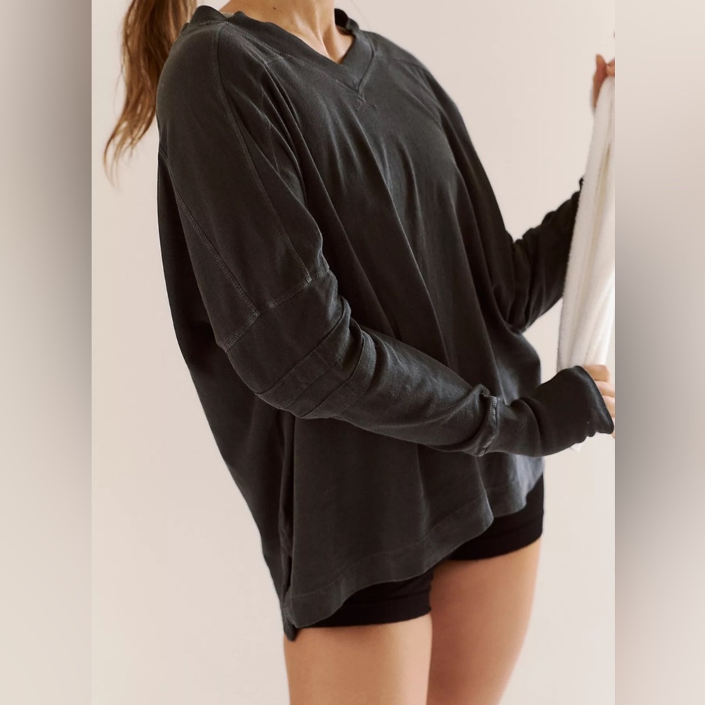 Free People Movement All Star Layer Black Long Sleeve Top-Size Small